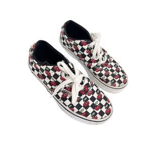 Vans Off The Wall Missy Girls Size 1 Lace Up‎ Cherries Shoes EUC